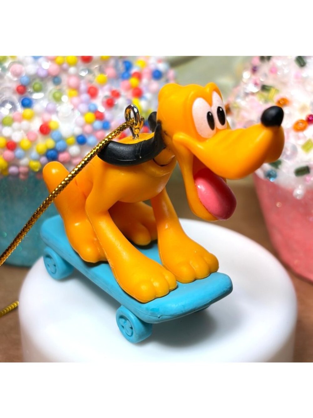 Disney Pluto Christmas Tree Ornament Figure On Skateboard Sf - Picture 2 of 10